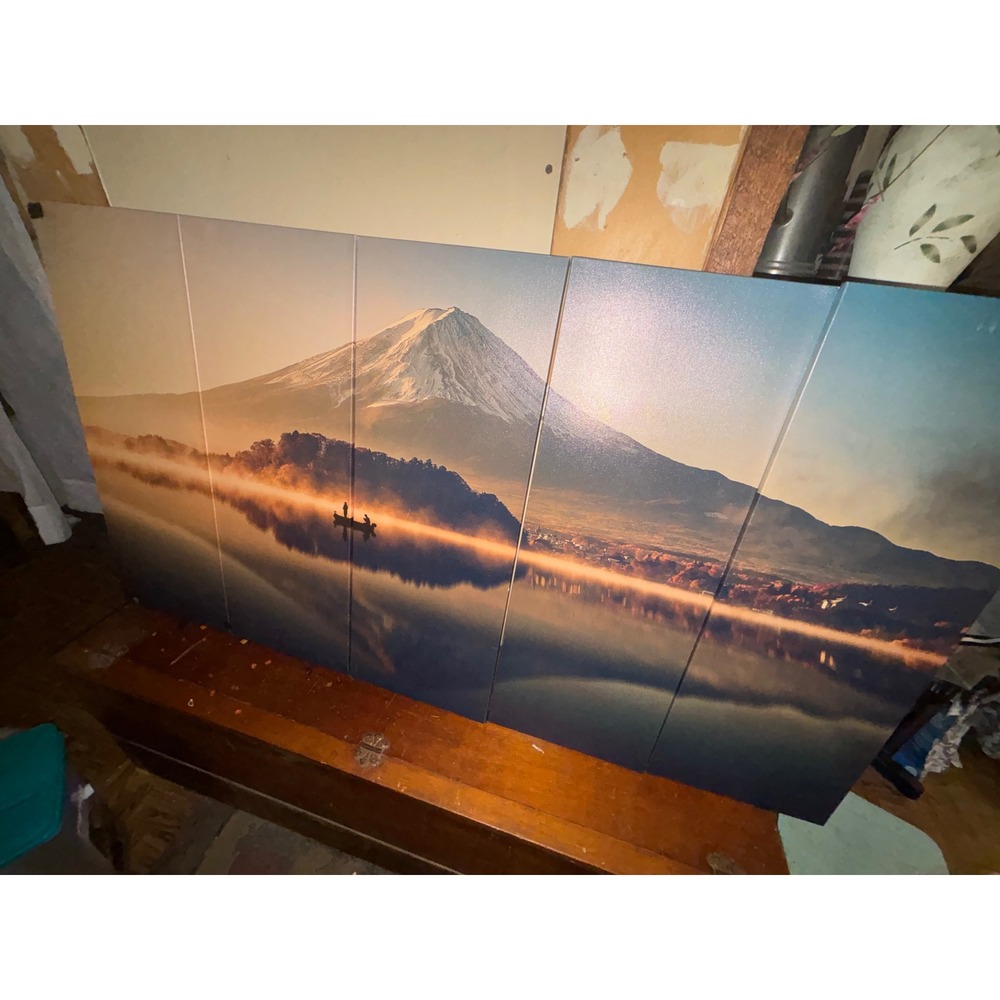 Mount Fuji 5 Panel Canvas Wall Art Set Panoramic Japan Landscape Sunrise 55x30